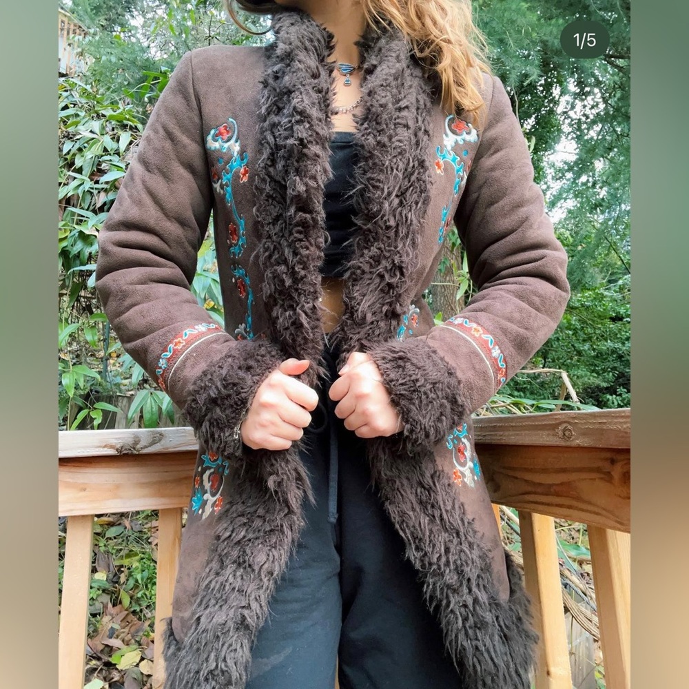 Vintage y2k embroidered penny lane coat